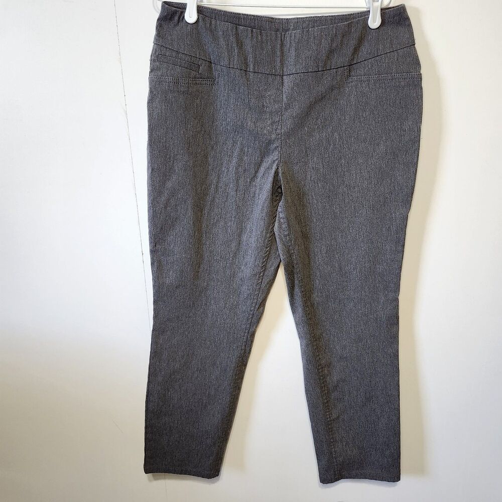 Westbound Gray Marled Pull On Dress Pants Womens 12 Short Stretch Slim Leg